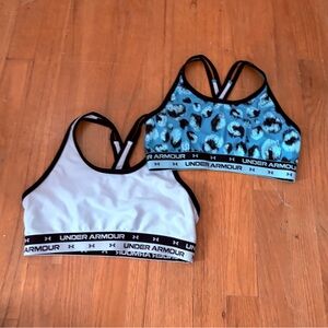 🐼 Under Armour Blue Leopard & White Racerback Sports Bras 🐼